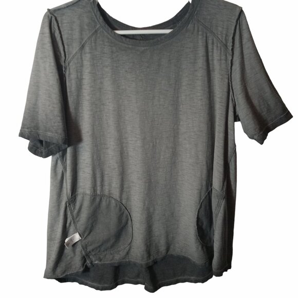 Logo Lori Goldstein Womens Gray Elbow Sleeve Tunic Top Pockets Size L  A592714 - Picture 12 of 14